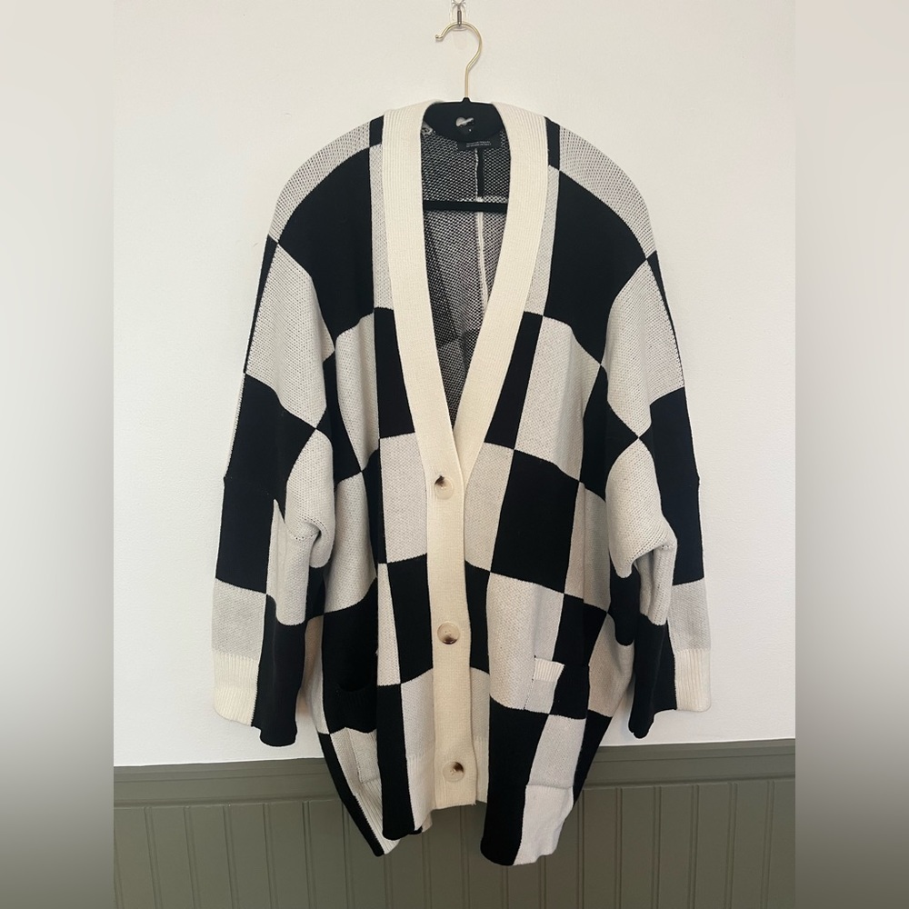 LaLa original love you oversized cardigan - S/M black & white